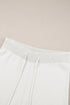 Contrast Trim Textured Knit Half Sleeve Drop Shoulder Drawstring Waist Wide Leg Two Piece Pant Set